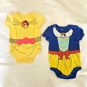 Disney Baby Bundle ~ 2 Disney Princess Bodysuits, Size 6-9 Months